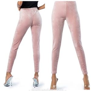 Ocommo Ultra Soft Full Stretch Velvet Leggings in Mauve